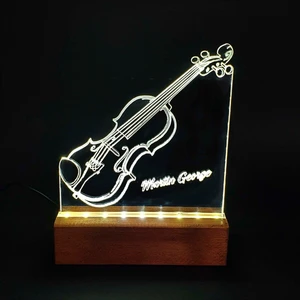 Keman LED Işıklı Pleksi Kişiye Özel Gece Lambası