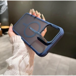 iPhone 15 Pro Uyumlu Standlı Kamera Kısmı Cam Korumalı Arkası Mat Renkli Magsafe Kılıf