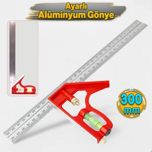 300 mm 30 cm Ayarlı Alüminyum Marangoz Gönye Metal Gövde Açılı Ölçüm Cetveli Inşaat Hassas Gönye