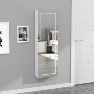 Paris LED Aydınlatmalı Boy Aynalı Takı Dolabı Sarı Işık