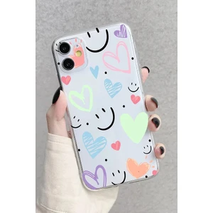 İphone 11 Uyumlu Newsmile Desenli Lüx Şeffaf Silikon Kılıf
