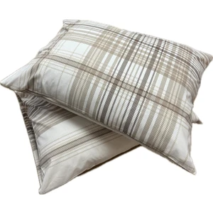 Ranforce %100 Pamuk 2 Adet Yastık Kılıfı Çizgili Desen Kahverengi