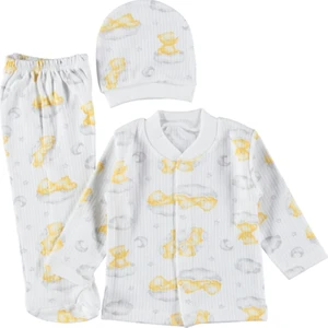 Raporlu Desenli Zıbın Takımı 0- 3 Ay 3 Lü Kaliteli Set