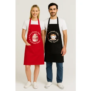 Kumaş Mutfak Önlüğü Seti 2'li Leke Tutmaz Su Itici %65 Pamuk %35 Polyester Cupcake & Coffee Şef Önlük