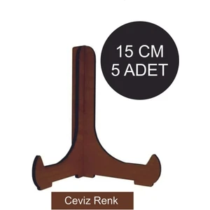 5 Adet Ceviz Ahşap Çerçeve Tabak Teşhir Ayağı Standı Sergi Ayak