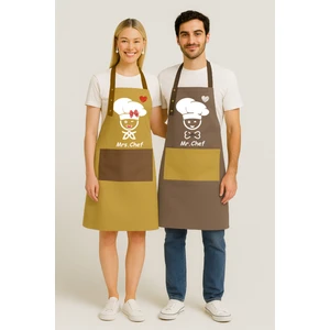 Kumaş Mutfak Önlüğü Seti 2'li Leke Tutmaz Su Itici %65 Pamuk %35 Polyester Kadın - Erkek Chef Şef Önlük