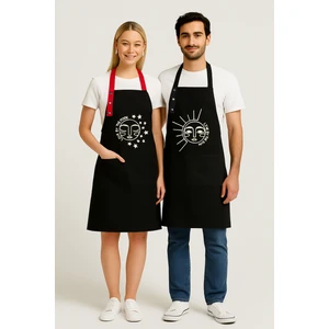Kumaş Mutfak Önlüğü Seti 2'li Leke Tutmaz Su Itici %65 Pamuk %35 Polyester Sun & Moon Ay-Güneş Önlük