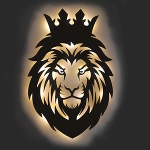 LED Işıklı Portre Aslan Figürlü Tablo Duvar Dekorlu Gece Lambası