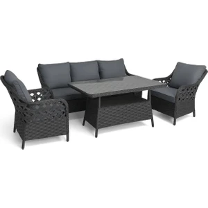 Icon Raddan 3+1+1 Çay Seti Balkon Teras Bahçe Mobilyası El Örgüsü Raddan 5 Kişilik Oturma Grubu