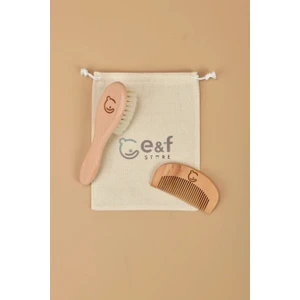 Doğal Keçi Kılı Bebek Saç Fırçası, Bebek Konak Tarağı, 2'li Set