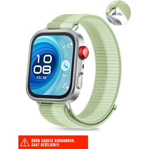 Huawei Watch Fit 3 / Fit 4 / Fit 4 Pro Uyumlu Hasır Örgü Spor Cırtlı Naylon Pratik Kordon