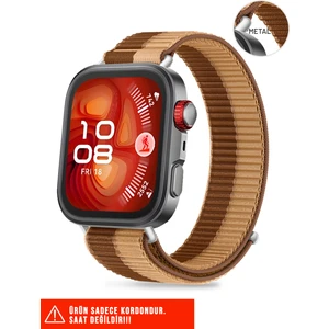 Huawei Watch Fit 3 / Fit 4 / Fit 4 Pro Uyumlu Hasır Örgü Spor Cırtlı Naylon Pratik Kordon