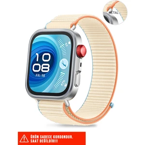 Huawei Watch Fit 3 / Fit 4 / Fit 4 Pro Uyumlu Hasır Örgü Spor Cırtlı Naylon Pratik Kordon