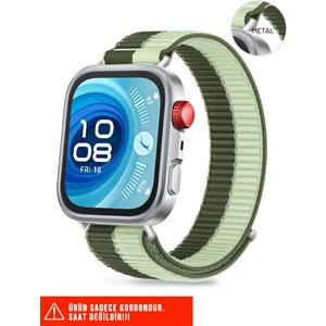 Huawei Watch Fit 3 / Fit 4 / Fit 4 Pro Uyumlu Hasır Örgü Spor Cırtlı Naylon Pratik Kordon