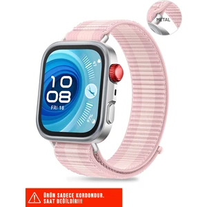 Huawei Watch Fit 3 / Fit 4 / Fit 4 Pro Uyumlu Hasır Örgü Spor Cırtlı Naylon Pratik Kordon