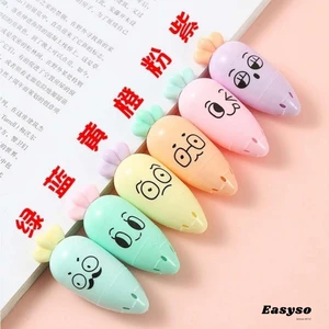 Mini Havuç Fosforlu Kalem Seti 6 Pastel Renk