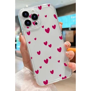 3gen Case İphone 13 Pro Uyumlu Minik Kalpler Desenli Şeffaf Silikon Kılıf