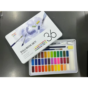 Craft And Arts 36 Renk Suluboya Seti - Metal Kutulu - Fırça, Su Kalemi, Çizim Kalemi, Sünger, Silgi ve Beyaz Akrilik Boya Hediyeli