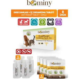 Iç Dış Kedi Köpek Parazit Bitkisel ( 4 Dış Damla+ 4 Iç Tablet)