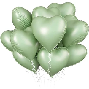 5 Adet 18 Inç 45 cm Retro Kalp Folyo Balon Soft Yeşil