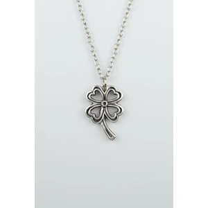 Dört Yapraklı Yonca Gümüş Kaplama Düz Zincir Kolye