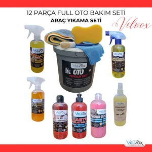 12'li Süper Set Araba Araç Yıkama Bakım Seti Fırsat Ürünler Oto Bakım Temizlik Seti Kovalı