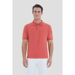 Düğmeli Polo Yaka Pike Basic Erkek T-Shirt Kiremit
