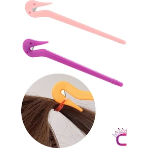 2'li Saç Örgü Lastiği Kesici Pembe Mor Renkli - Zarar Vermeyen Lastikli Saç Tokası Kesme Aparatı