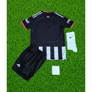 2026 Sezonu Beşikt'aş Isimsiz Siyah Beyaz Çizgili Çocuk Forması 4 Lü Set
