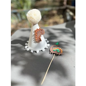 Dinazor Parti Şapkası ve Pasta Süsü 2’li Set