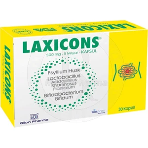 Glion Pharma Laxıcons Kapsül Karnıyarık Otu ve Probiyotik Mikroorganizma İçeren Takviye Edici Gıda