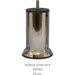 Doruk Ayak, Cıvatalı Baza Koltuk Dolap Ayağı, Metal, Krom, M8, 10 cm