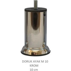 Doruk Ayak, Cıvatalı Baza Koltuk Dolap Ayağı, Metal, Krom, M10, 10 cm