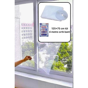 Tül Sineklik 125X75 cm Tek Kanat Cırtlı Bant Ile Kolay Montaj & Pencere Sinekliği