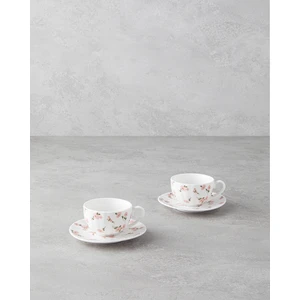 Cordelia New Bone China 4 Parça 2 Kişilik Kahve Fincan Takımı 90 ml Beyaz - Pembe