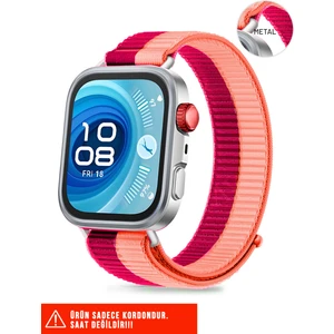 Huawei Watch Fit 3 / Fit 4 / Fit 4 Pro Uyumlu Hasır Örgü Spor Cırtlı Naylon Pratik Kordon
