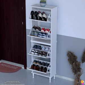 Modilayn UMAY' 2 Li Kapı Önü 52 x 160 x 25,5 cm’ lik 4 Düşer Kapak 8 Göz Bölmeli Ayakkabılık