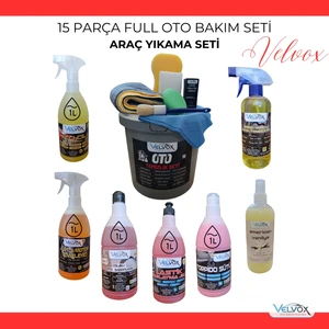 15'li Süper Set Araba Araç Yıkama Bakım Seti Fırsat Ürünler Oto Bakım Temizlik Seti Kovalı