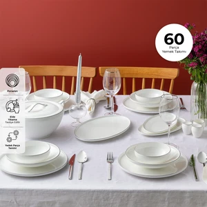 Fine Bone Freya 60 Parça 12 Kişilik Yuvarlak Yemek Takımı Platin