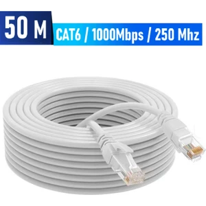(50 Metre) Cat6 Internet Kablosu Ethernet Utp Patch High Speed Açık Gri