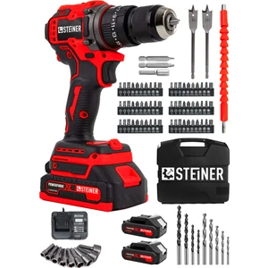 21V Çift Akü Kömürsüz Motor Çelik Mandren Darbeli Akülü Vidalama Şarjlı Matkap (84 Parça Usta Set)