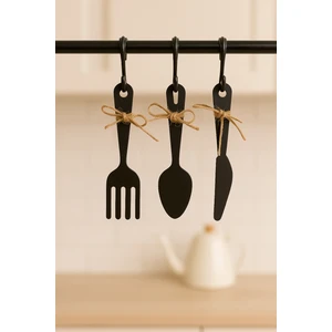 3 Parça Dekoratif Ahşap Çatal-Kaşık-Bıçak Seti Mutfak, Kahve Köşesi, Dolap, Raf, Askı Süsü(19 Cm) (ASKI SETE DAHİL DEĞİLDİR.)