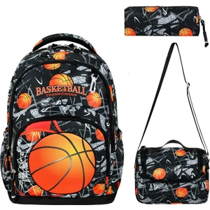 Ultra Lüks Erkek Çocuk Ortopedik Su Geçirmez İlkokul Çantası Termal Beslenme+Kalemlik Basketball Tasarım