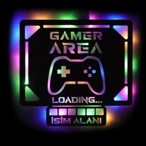 LED Işıklı Kişiselleştirilebilir Tablo Gamer Area Dekoratif Gece Lambası