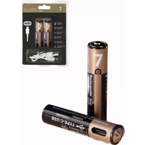 Ince Pil Aaa Pil USB Type-C Kablo ile Şarj Edilebilir Lityum 2'li Ince Pil 1.5V Aaa / 1200MWH