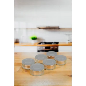 6'lı Premium Cam Saklama Kabı Set 140 cc | Gri Plastik Kapaklı Saklama Kabı, Hava Geçirmez