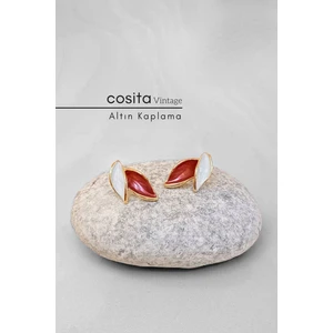 Vintage Gül Kurusu Altın Kaplama Yaprak Küpe