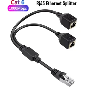 RJ45 Internet Dağıtıcı Çoklayıcı Splitter, Gigabit, 1 Erkek - 2 Dişi Ethernet Kablosu, Cat5/cat6