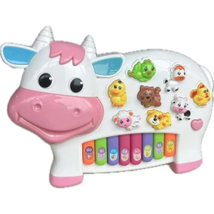 Türkçe Sesli Çiftlik Hayvanları Inek Piyano- Işıklı, Müzikli Eğitici Oyuncak (18 Ay+)