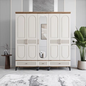 Libra 5 Kapaklı Çekmeceli Gardırop Tamamı Mdf (Aytaşı)